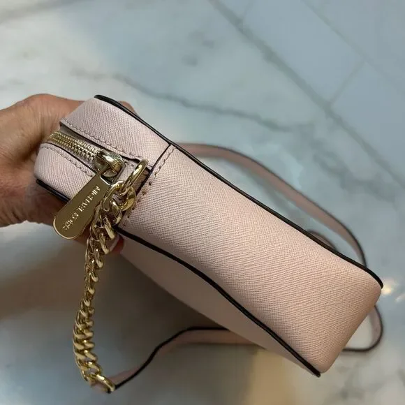 Michael Kors Bag Crossbody Purse Handbag Leather Cynthia Pink Chain Satchel Bag - Picture 7 of 16